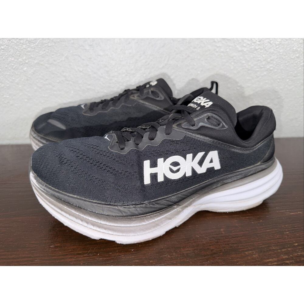 Hoka One One Black and White Athletic Running Shoes